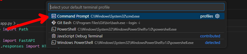 Command Prompt 선택